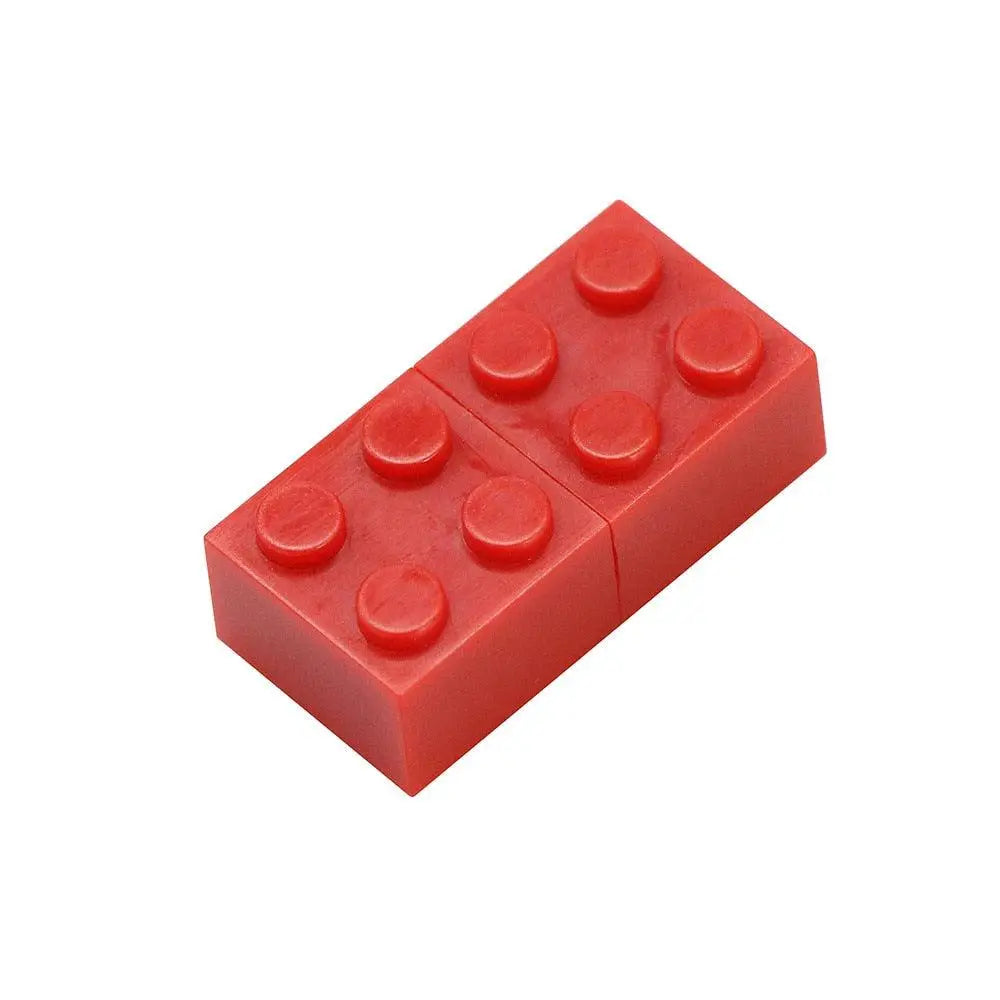 Clé usb en forme de brique lego rouge en plastique avec huit tenons, idéale pour magasins de jouets et déguisement carnaval