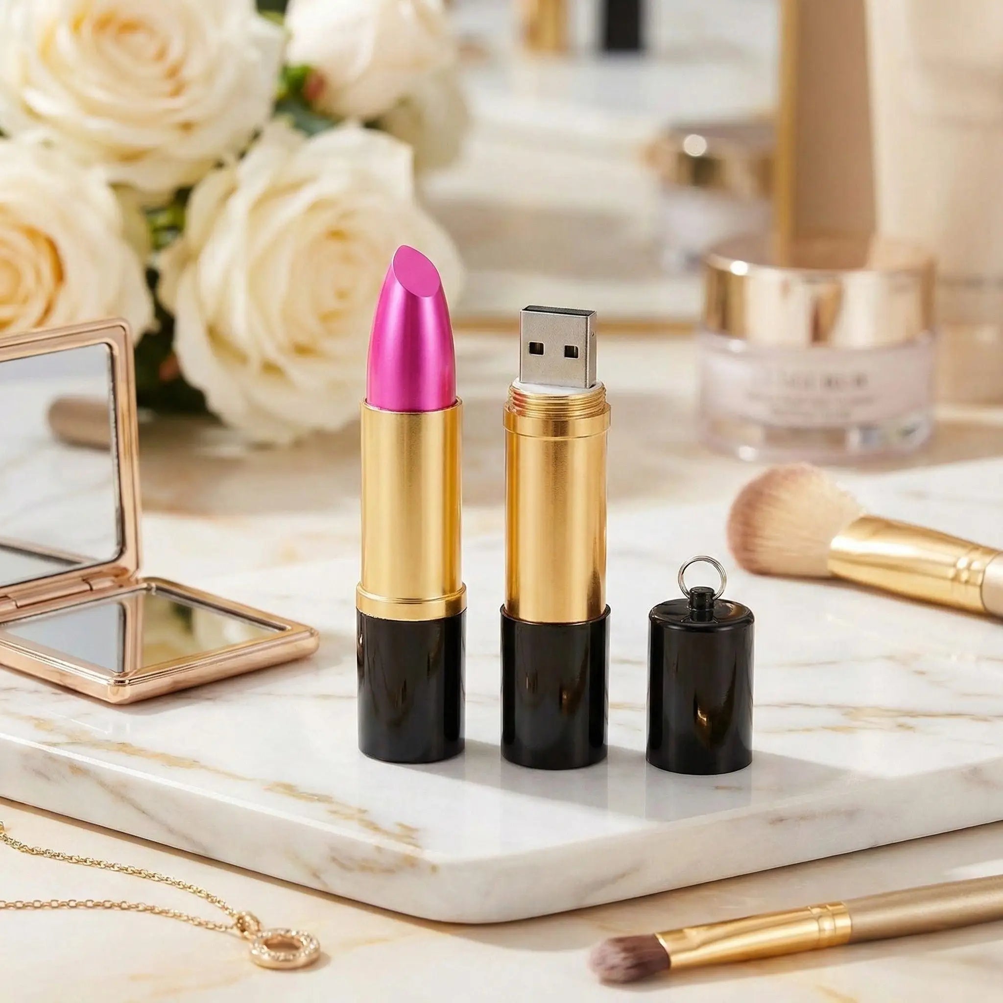 Lipstick-shaped USB flash drive