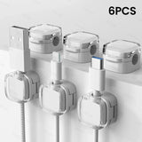 Ensemble de six clips magnétiques argentés et transparents en plastique pour organiser câbles magnétiques avec usb intégré