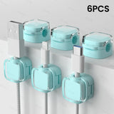 Set de six clips magnétiques verts menthe en plastique avec couvercles acryliques transparents pour organiser câbles magnétiques usb-a lightning et type-c