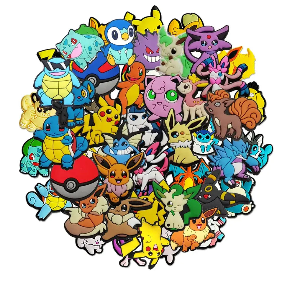 Clips chaussures pokémon résistants à l’eau avec une collection vibrante de stickers colorés variés