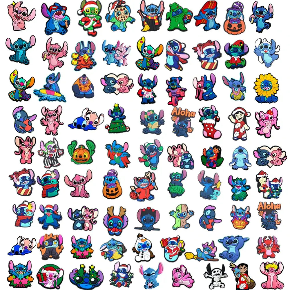 Clips chaussures stitch disney colorés en caoutchouc faciles à installer pour personnaliser chaussures stitch disney