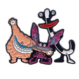 Pin émaillé coloré présentant trois personnages emblématiques du dessin animé rugrats dans la collection complète les pierrafeu