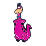 Pin vibrant rose à pois noirs avec col bleu de la collection pin’s les pierrafeu personnages emblématiques colorés