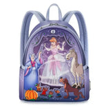 Sac à dos cuir disney violet pailleté collection sacs avec scène imprimée cendrillon et personnages célèbres