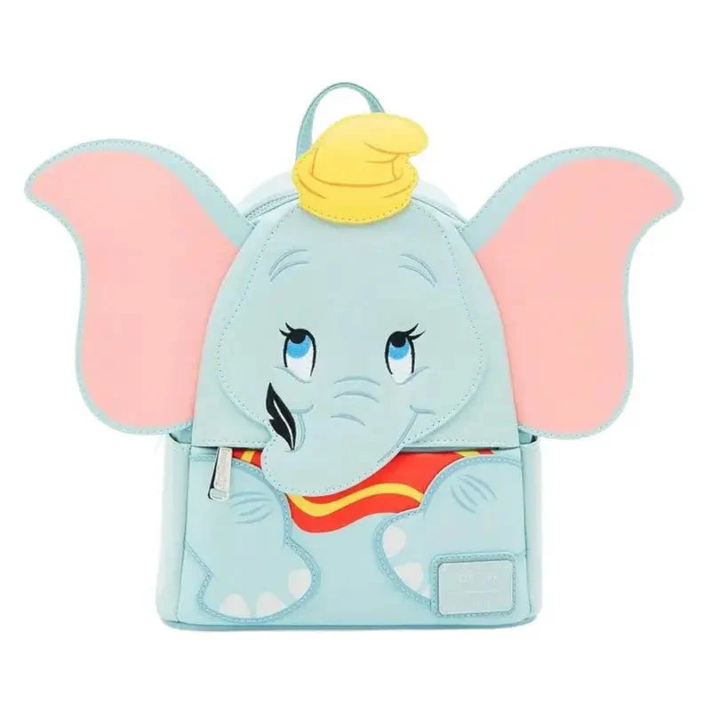 Mini sac à dos cuir disney dumbo bleu clair avec oreilles roses, chapeau jaune et écharpe rouge et jaune collection sacs