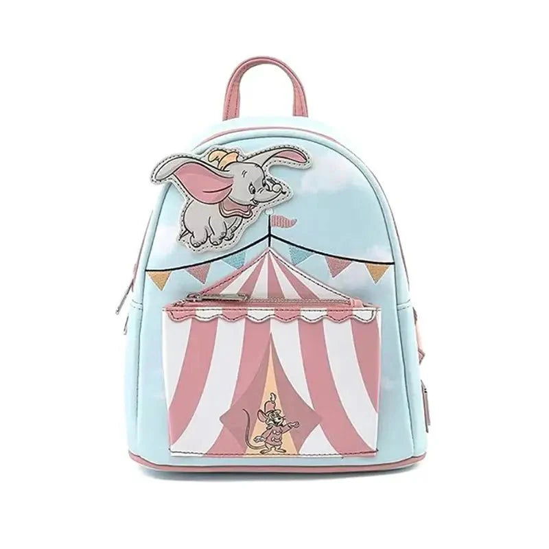 Mini sac à dos cuir disney pastel bleu et rose dumbo avec design chapiteau et broderies collection sacs peter pan