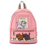 Mini sac à dos rose en cuir disney avec broderies aristocats sur clavier de piano collection sacs cuir disney peter pan