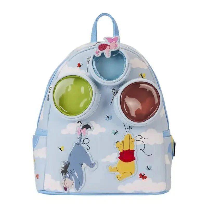 Sac a dos cuir disney bleu clair avec personnages winnie l poche et bourriquet collection sacs cuir peter pan