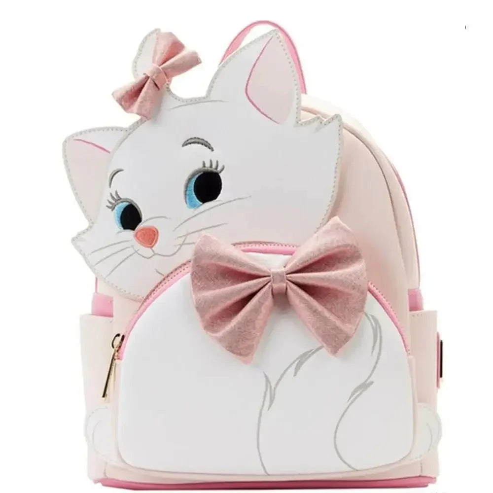Mini sac à dos marie en cuir disney rose et blanc avec nœud en peluche et broderie collection sacs peter pan