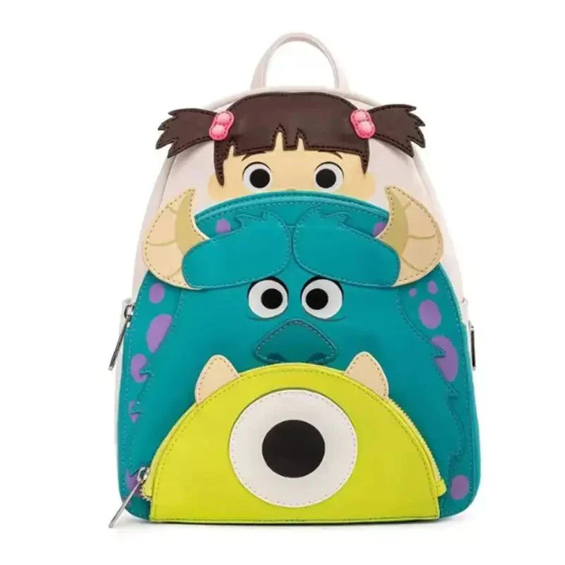 Sac à dos cuir disney trois étages coloré avec personnages de monsters inc collection sacs à dos scolaires peter pan