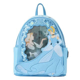 Sac à dos mini cuir disney cendrillon bleu clair avec broderie détaillée issu de la collection sacs cuir écologiques disney