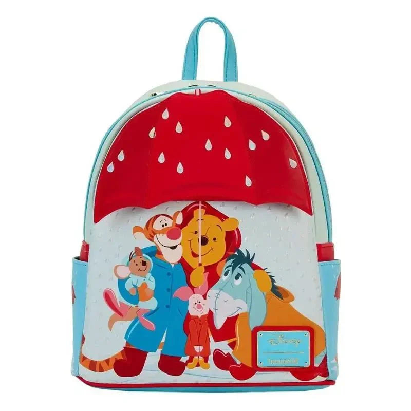 Mini sac à dos cuir disney rouge et bleu à motif fraise avec winnie l’ourson et amis collection sacs peter pan