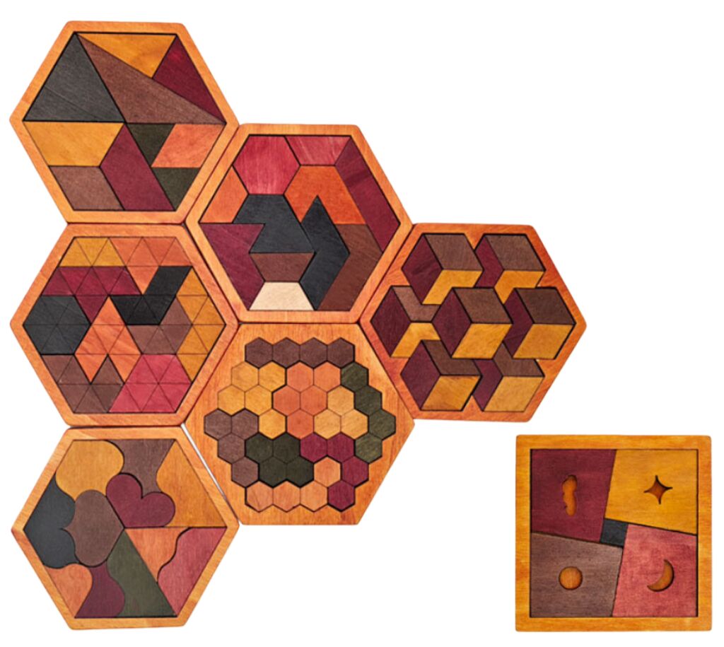 Casse-tête en bois : collection tangrams géométrie