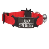 Collier à graver personnalisé pour chat en nylon rouge avec boucle noire et médaille gravée luna 2578 568 954