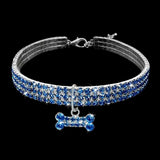 Collier diamant en strass pour chien bleu avec pendentif os assorti design magnifique rend et fermeture facile