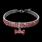 Collier diamant en strass pour chien avec design magnifique rend en rouge et argent et fermeture facile super mignon