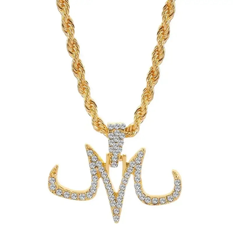 Collier dragon ball boo majin en corde dorée avec pendentif m orné de diamants strass brillants