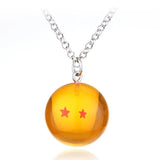 Collier pendentif dragon ball z avec pendentif anime dragon orange translucide à deux étoiles rouges, chaîne argentée