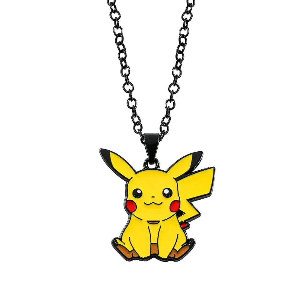 Collier pendentif pokémon avec pendentif jaune pikachu en émail et chaîne noire en métal pour bijoux pokémon