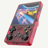 Console jeux rétro portable rouge translucide avec boutons noirs et jeux inclus pour 15000 jeux intégrés