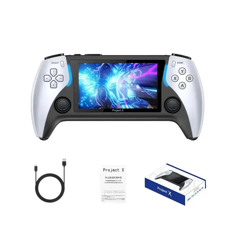 Console portable rétro console portable retrogaming project x argent et noir avec écran 7 pouces et jeux classiques