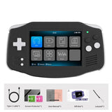 Console rétro portable noir et blanc avec écran tactile 3,4 pouces et boutons directionnels pour gaming rétro portable
