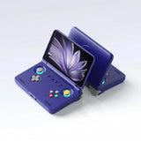 Console retroid pocket flip2 violet avec écran amoled pliable et boutons colorés pour jeux portables