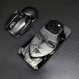 Coque iphone anime attaque des titans noir et blanc avec illustration détaillée vue arrière pour iphone pro max
