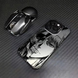 Coque iphone anime attaque des titans noir avec design crâne anime en noir et blanc arrière pour iphone pro max