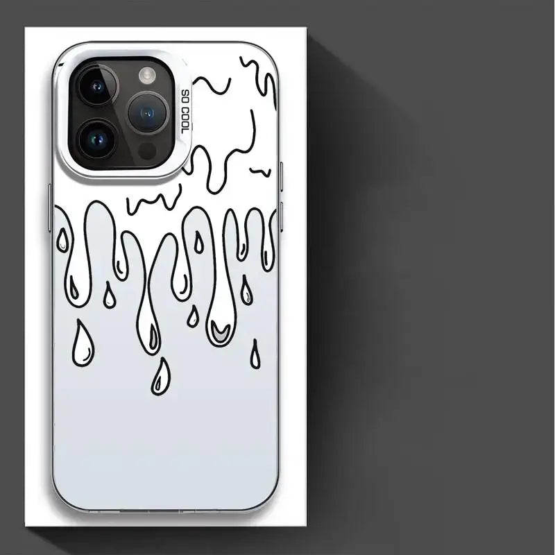 Coque iphone design graffiti vue arrière avec motif peinture noire dégoulinante et texte so cool style urbain art urbain