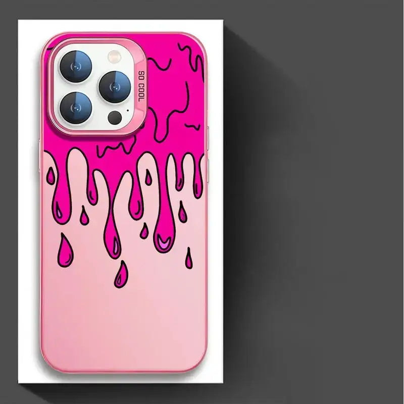 Coque iphone design style urbain avec dégradé rose vif et motif graffiti coulant avec texte so cool au dos