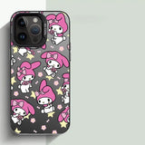 Coque iphone my melody en tpu souple noire avec motif my melody rose tenant un appareil photo au verso