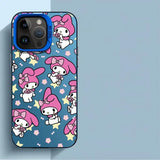 Coque iphone my melody tpu souple bleue avec motif my melody rose tenant un appareil photo au dos