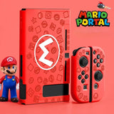 Coque switch protection rouge avec joy-con mario motifs embossés et logo m blanc vue arrière console protection switch