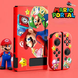 Coque switch protection rouge avec décorations mario et joy-con protégez décorés de stickers personnages