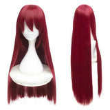 Perruque synthétique longue rouge foncé avec frange pour cosplay kurisu makise costume ensemble complet