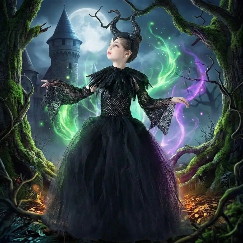 Girls' Maleficent Fancy Dress Costume