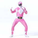 Costume de super-héros power rangers mighty morphin rose et blanc avec boucle de ceinture noir rouge et or