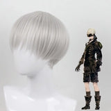 Perruque courte synthétique argentée à mèches droites et superposées pour costume cosplay femme nier automata yorha n°2