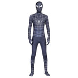 Costume spiderman super avec motif toile blanche et emblème araignée noir pour super-héros marvel officiel