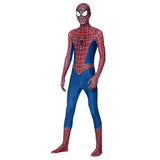 Costume spiderman super héros marvel intégral rouge et bleu avec motif toile d’araignée détaillé