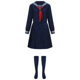 Costume uniforme scolaire japonais navy bleu style marin avec col blanc, foulard rouge et jupe plissée silent hill
