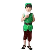 Costumes cosplay nains blanche neige costume en velours vert avec pantalon marron et barbe blanche en fausse fourrure
