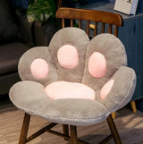 Coussin de siège en peluche patte d’ours gris doux avec coussinets rembourrés roses peluche patte d’ours