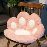 Coussin de siège en peluche patte d’ours rose avec accents blancs circulaires sur chaque patte