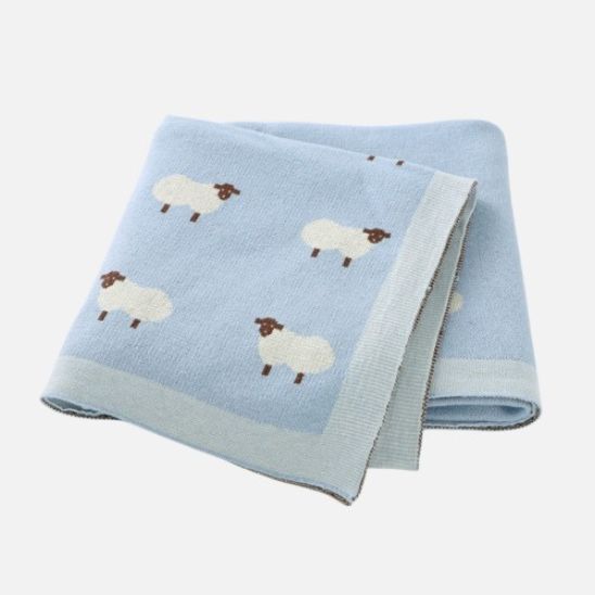 Blue knitted baby blanket | Esther Baby