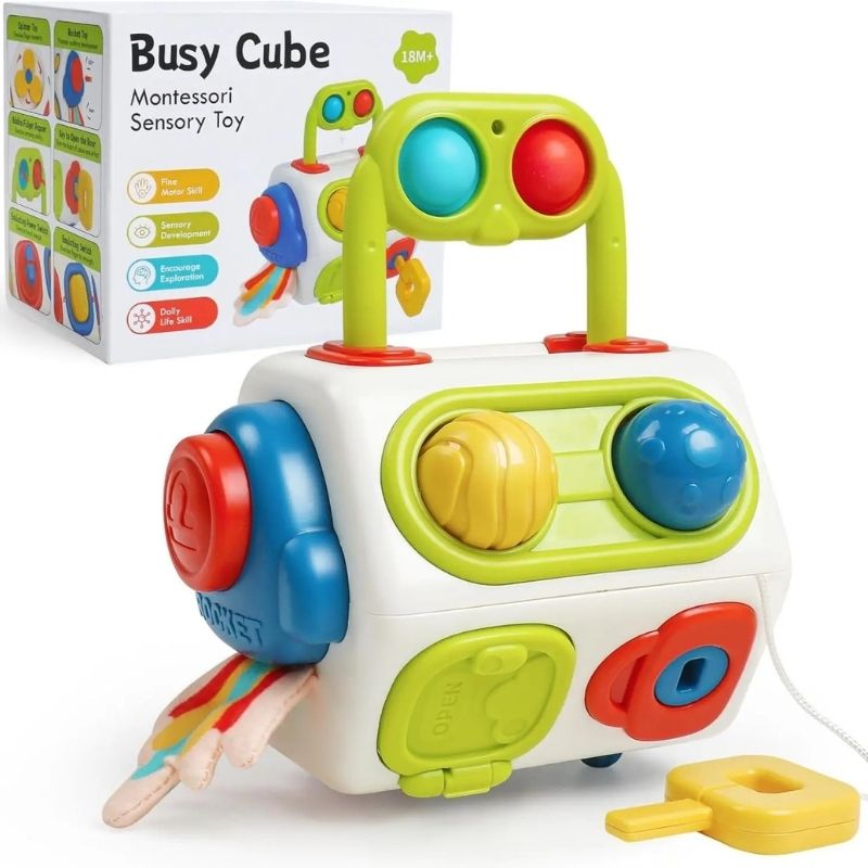 Cubo attività per neonati - Busy Cube di Attività Montessori 9 in 1