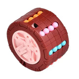 Cube magique à intervalles 3d jouet éducatif captivant en caoutchouc marron avec perles colorées pour expérience d’apprentissage spatiale