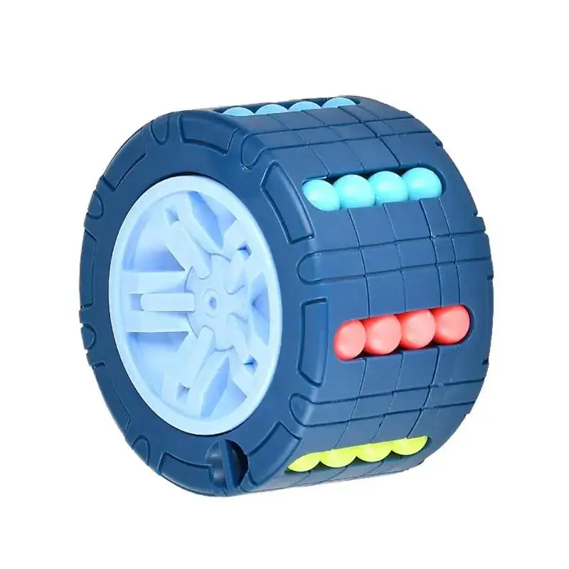 Cube magique à intervalles jouet éducatif captivant en plastique bleu avec perles colorées pour expérience d’apprentissage spatiale